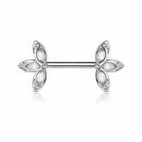 Brustwarzenpiercing Kristall Blume weiß