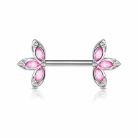 Brustwarzenpiercing Kristall Blume rosa