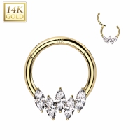 14kt. Piercing Clicker Ring 5 Marquise 10 mm Gold