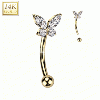 14kt Piercing-Oberteil mit gebogenem Schmetterlingsmotiv