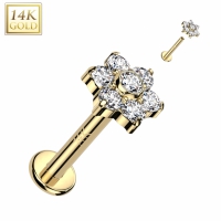 14kt Piercing Blume oben in der Mitte