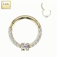 14kt Piercing vorne mit Mittelstein vorne 8mm