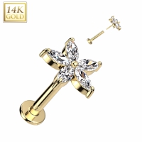 14kt. Piercing 5 Marquise Blumen Top 8mm