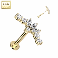 14kt. Piercinglinie mit Marquise-Oberseite