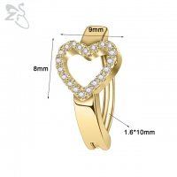 Piercing ovales, schlankes Design mit offenem Herzen, Gold