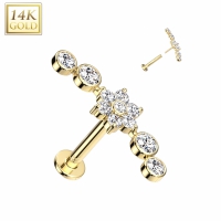 14kt Piercinglinie mit Blumenspitze
