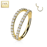 Piercingring 14kt Trennender doppelt gefütterter CZ 1,2x8