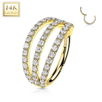 14kt Gold-Clicker, dreilagig, 10 mm