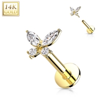 Piercing 14kt Gold Schmetterling 8mm