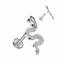 Piercing mit Edelsteinen besetzte Schlange 1,2x6