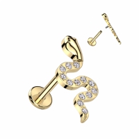 Piercing mit Edelsteinen Schlange 1,2x8 Gold