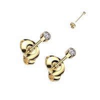 Titanohrringe mit weißen CZ-Steinen, 3mm Gold
