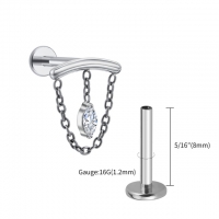 Piercingkette mit Marquise-Anhänger