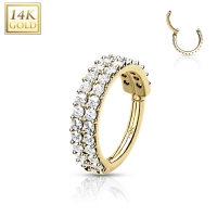 14kt Gold Doppelring mit Pavé 1,2x10