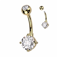 Piercing Titan runder Stein gold