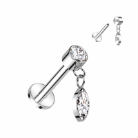 Piercing rundes Top mit Marquise-Anhänger 1,2x8