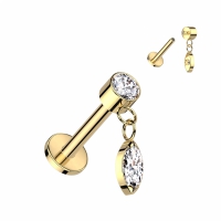 Piercing rundes Top mit Marquise-Anhänger 1,2x8 Gold