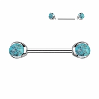 Piercing Naturstein mit Kralle Türkis 1,6x14