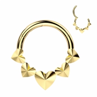 Piercing Clicker Ring Herzen vorne - Gold 1,2x10