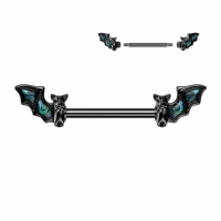 Brustwarzenpiercing Fledermaus schwarz