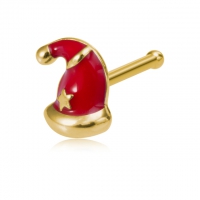Nasenpiercing Weihnachtsmannmütze Stecker - gold