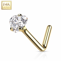14kt Piercing Herz mit Edelsteinen in L-Form
