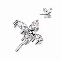 Piercing butterfly gemmed push in