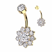 Bauchnabelpiercing Titan Blume gold