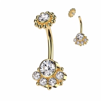 Bauchnabelpiercing Kugeln rundum gold