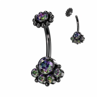 Bauchnabelpiercing Kugeln rundum schwarz