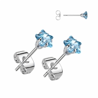 Ohrring Stern 4 mm aqua