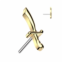 Piercing Schwert Top Push in 1,2x8 Gold