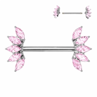 Brustwarzenpiercing 5 Marquise Kristalle Fächerenden rosa
