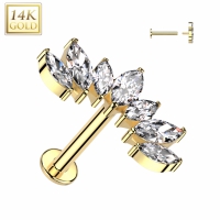 14KT Piercing 7 Marquise Top 8mm
