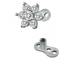 Dermal Anchor Titan 3 Löcher inkl. Flower Top weiß