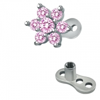 Dermal Anchor Titan 3 Löcher inkl. Blumenaufsatz rosa