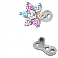 Dermal Anchor Titan 3 Löcher inkl. Blumenspitze mehrfarbig