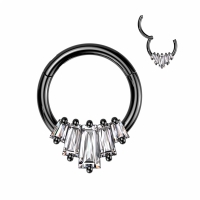 Hochwertiger PVD Clicker schwarz 5 Baguette 1,2x10