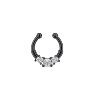 Fake Piercing mit quadratischem Stein - schwarz
