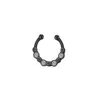Fake Piercing mit Steinen und schwarzem Kreuzkopf