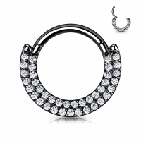 Piercing Titan Clicker Doppellagig mit Edelsteinen 1,2x10 schwarz