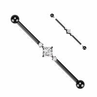 Industrial Piercing Quadrat mit runden schwarzen Steinen