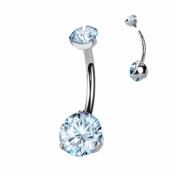 Piercing eleganter Doppelstein Aqua