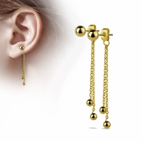 Ohrringe frei fallende Kugelkette gold