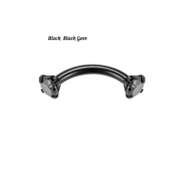 Piercing gebogen Titan schwarz mit schwarzem Stein 1,2x8