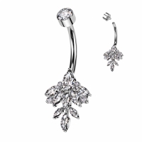 Bauchnabelpiercing Blattranke Marquise