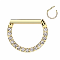 Clickerring mit Vorderseite im Edelstein-Stil, Gold