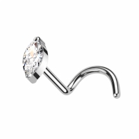 Nasenpiercing oval oben weiß