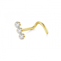 Nasenpiercing 3 Steine ​​oben gold