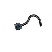 Nasenpiercing schwarz rund 2 mm mit coolem Stein U-Bogen